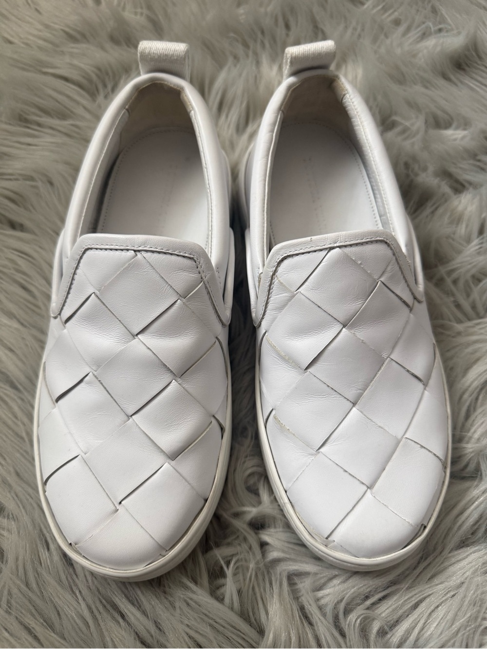 BOTTEGA VENETA White Maxi Intrecciato Slip-On Sneakers Size 36 Size 6